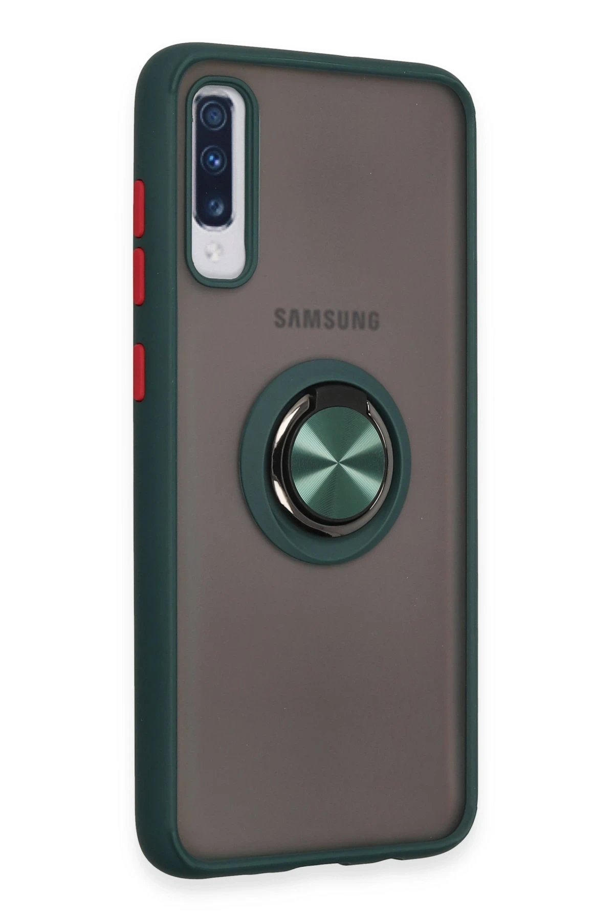 Newface Samsung Galaxy A70 Kılıf Montreal Yüzüklü Silikon Kapak - Yeşil