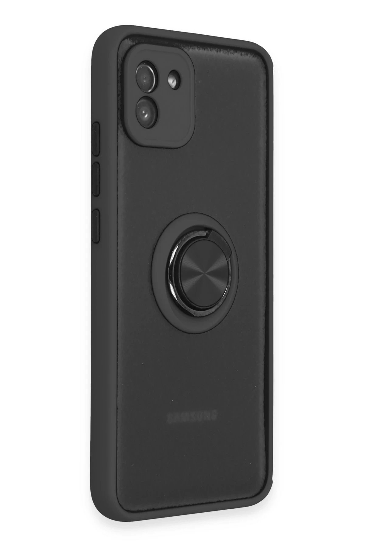 Newface Samsung Galaxy A03 Kılıf Montreal Yüzüklü Silikon Kapak - Siyah