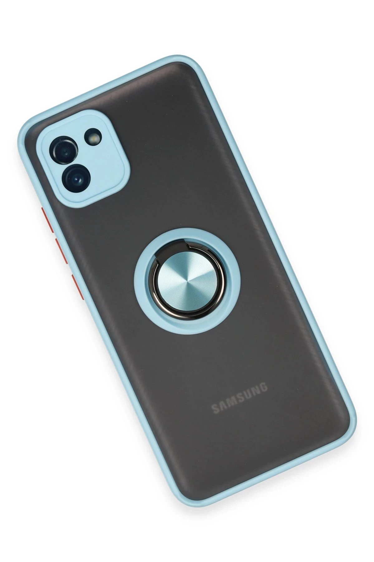 Newface Samsung Galaxy A03 Kılıf Montreal Yüzüklü Silikon Kapak - Buz Mavi