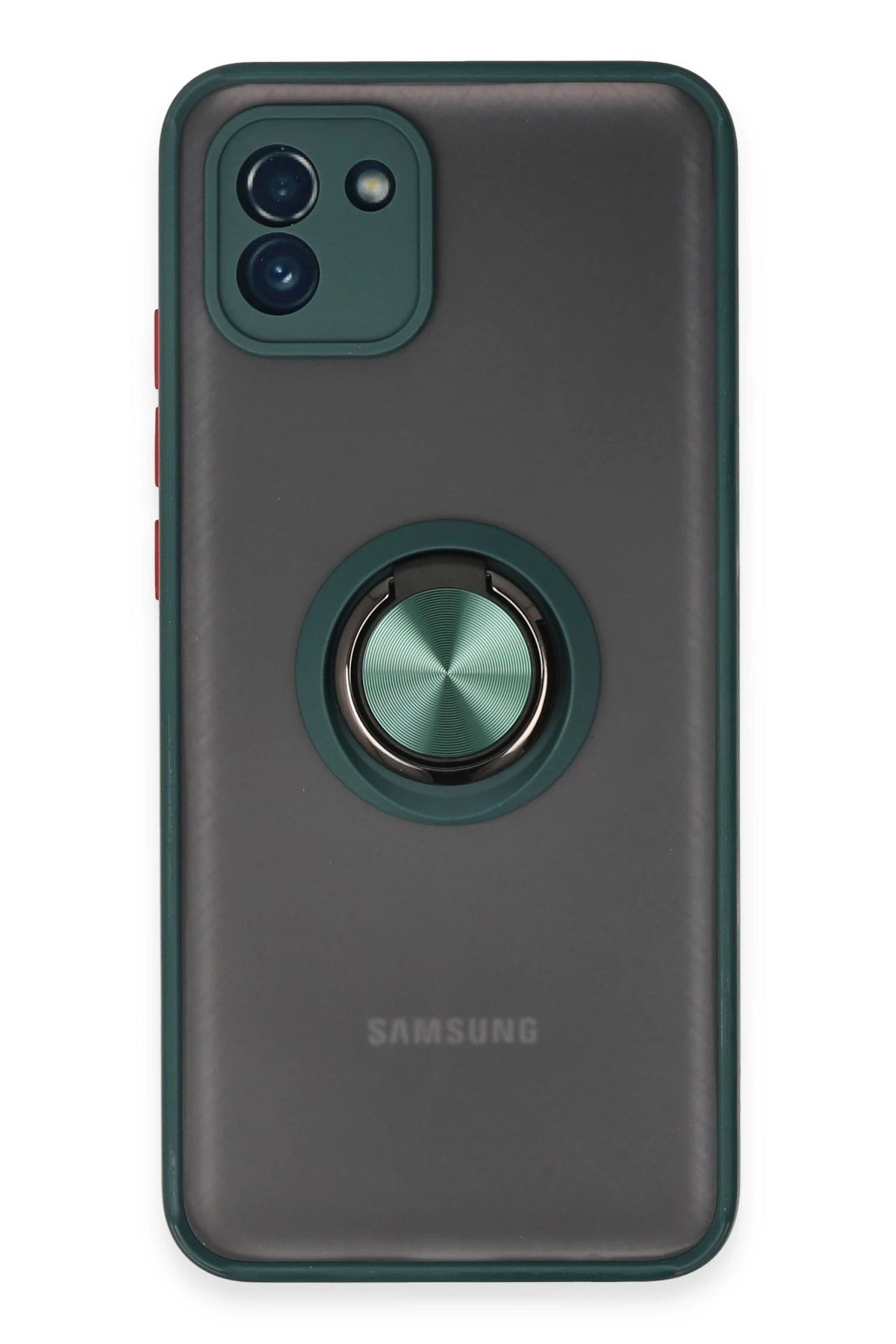 Newface Samsung Galaxy A03 Kılıf Montreal Yüzüklü Silikon Kapak - Yeşil