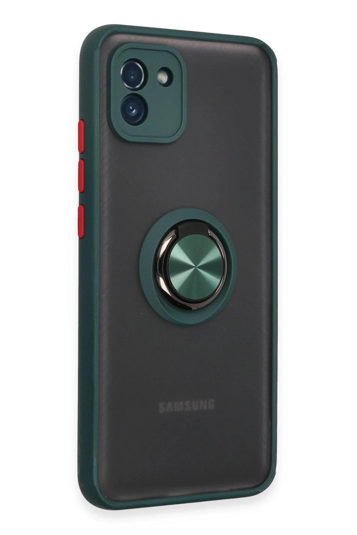 Newface Samsung Galaxy A03 Kılıf Montreal Yüzüklü Silikon Kapak - Yeşil