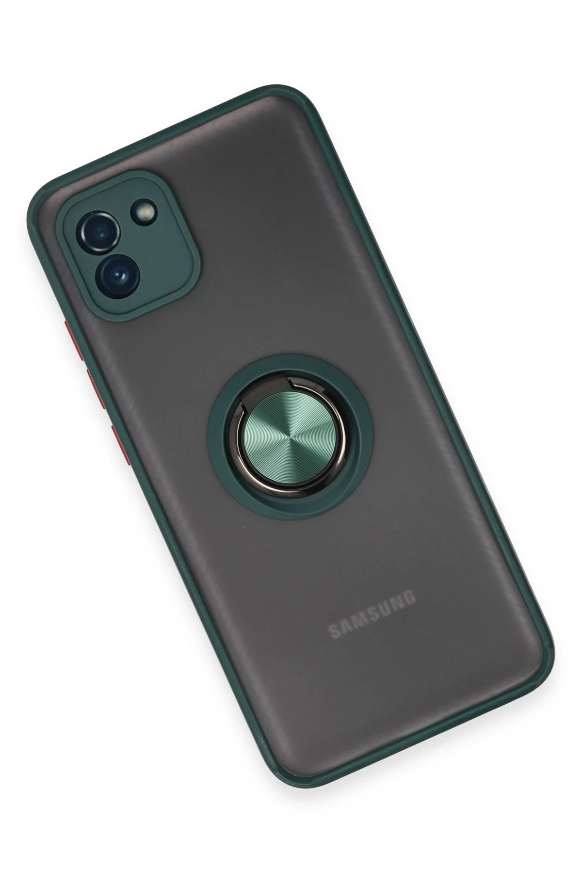 Newface Samsung Galaxy A03 Kılıf Montreal Yüzüklü Silikon Kapak - Yeşil