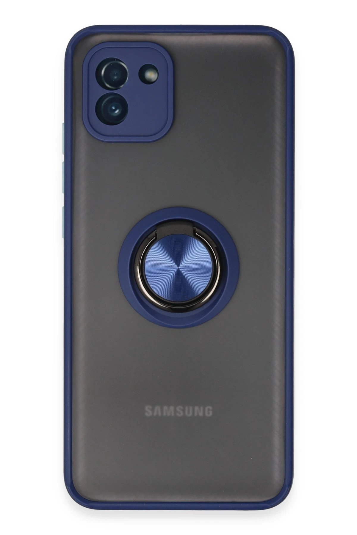 Newface Samsung Galaxy A03 Kılıf Montreal Yüzüklü Silikon Kapak - Lacivert