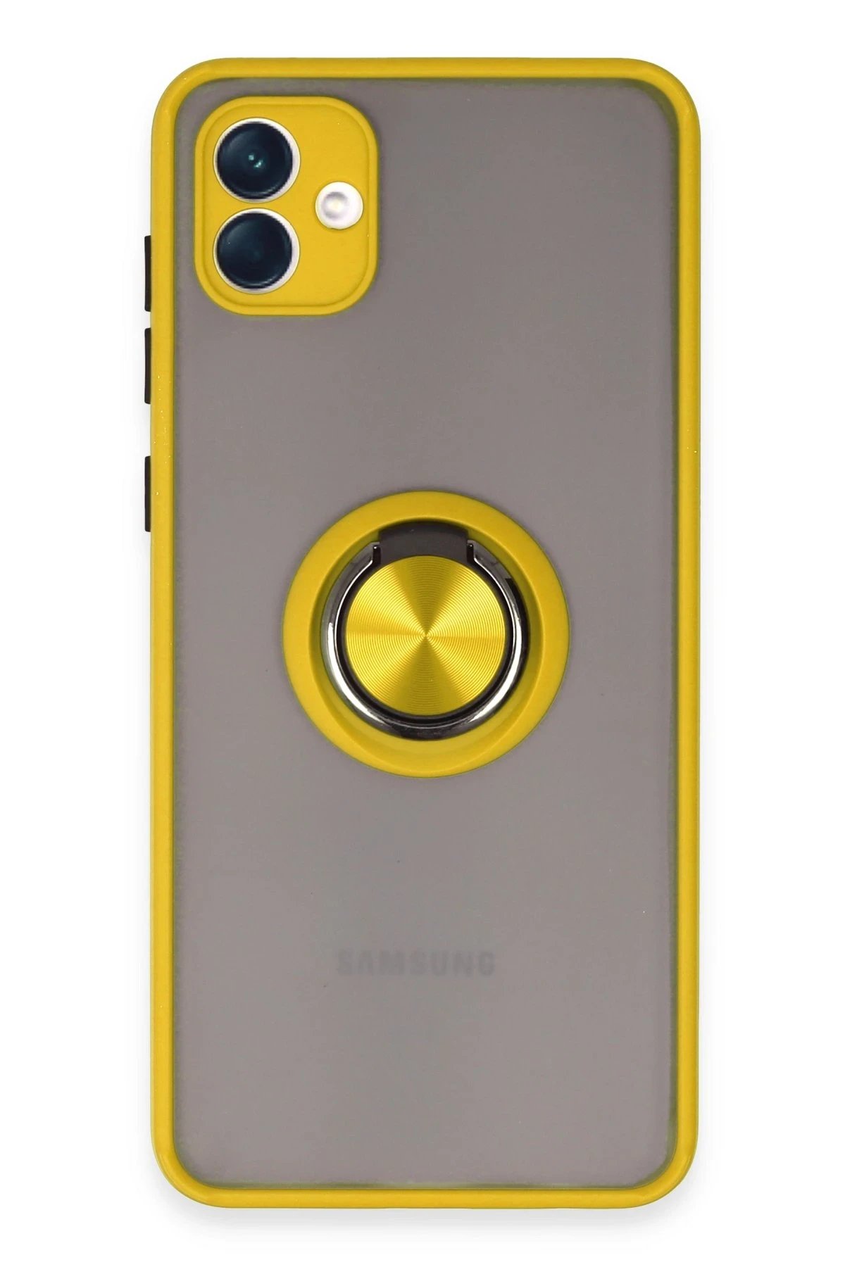 Newface Samsung Galaxy A04 Kılıf Montreal Yüzüklü Silikon Kapak - Sarı