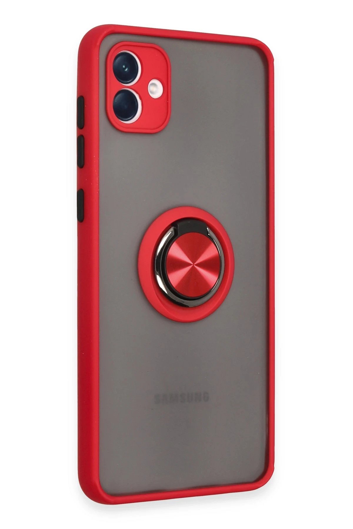 Newface Samsung Galaxy A04 Kılıf Montreal Yüzüklü Silikon Kapak - Kırmızı