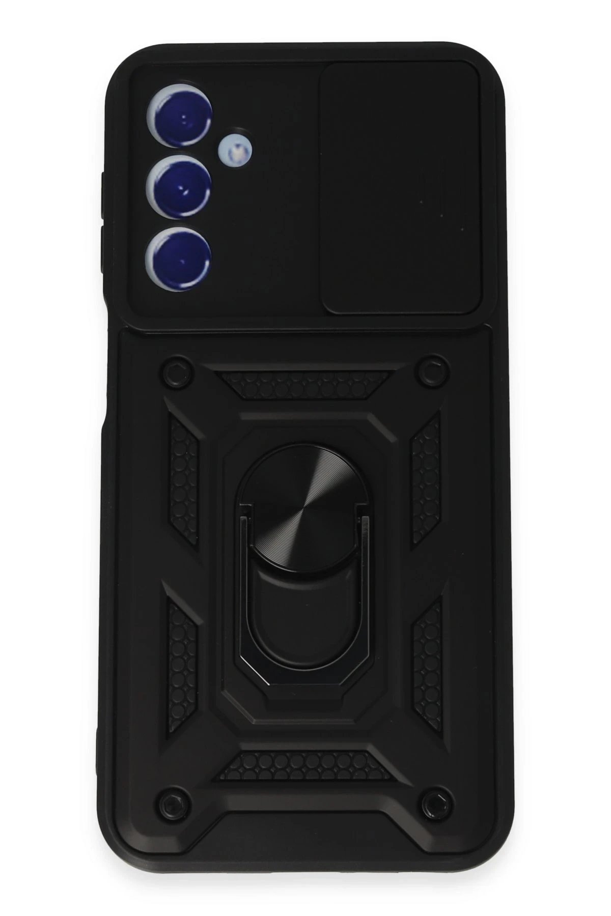 Newface Samsung Galaxy M34 5G Kılıf Pars Lens Yüzüklü Silikon - Siyah