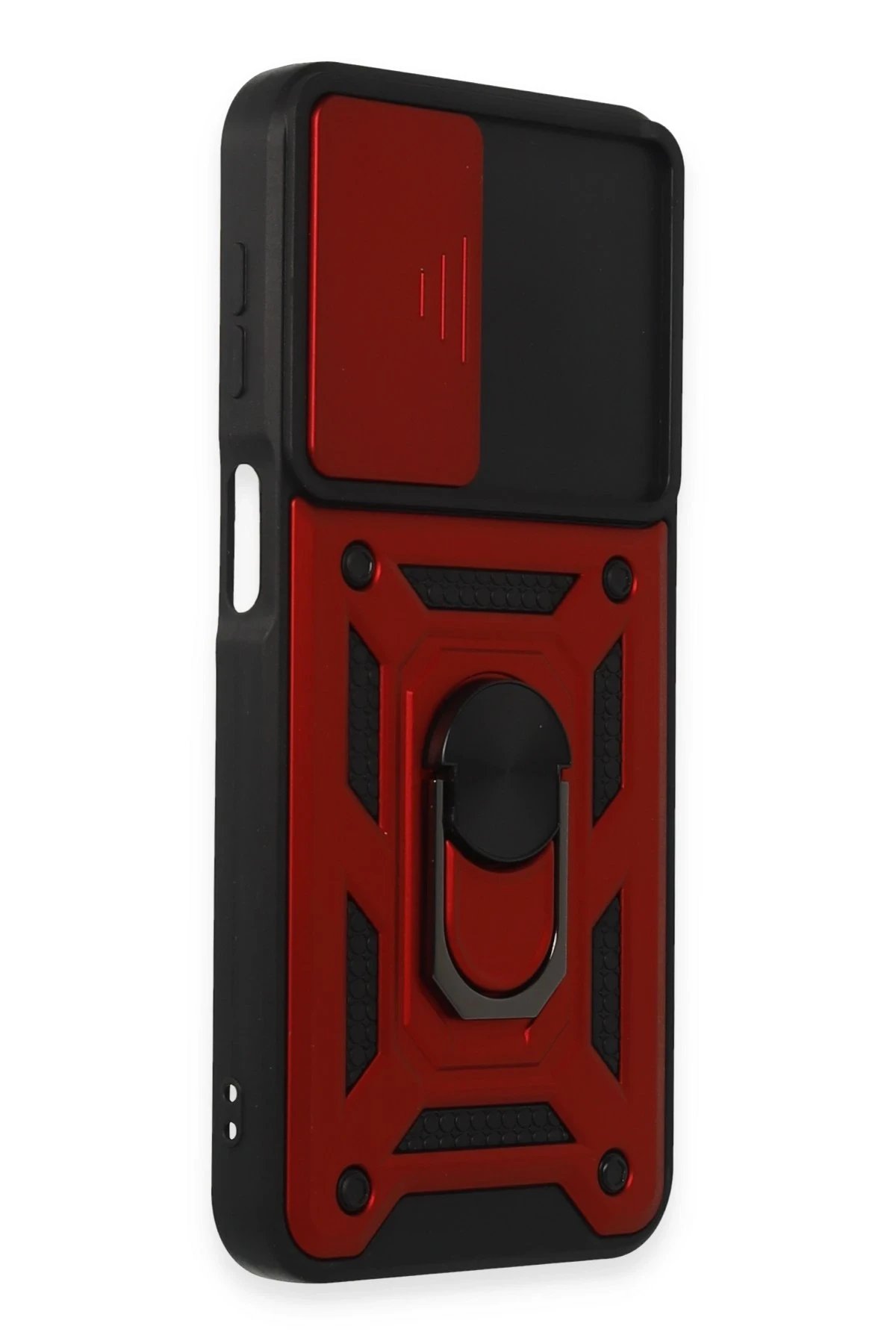 Newface Samsung Galaxy M34 5G Kılıf Pars Lens Yüzüklü Silikon - Kırmızı