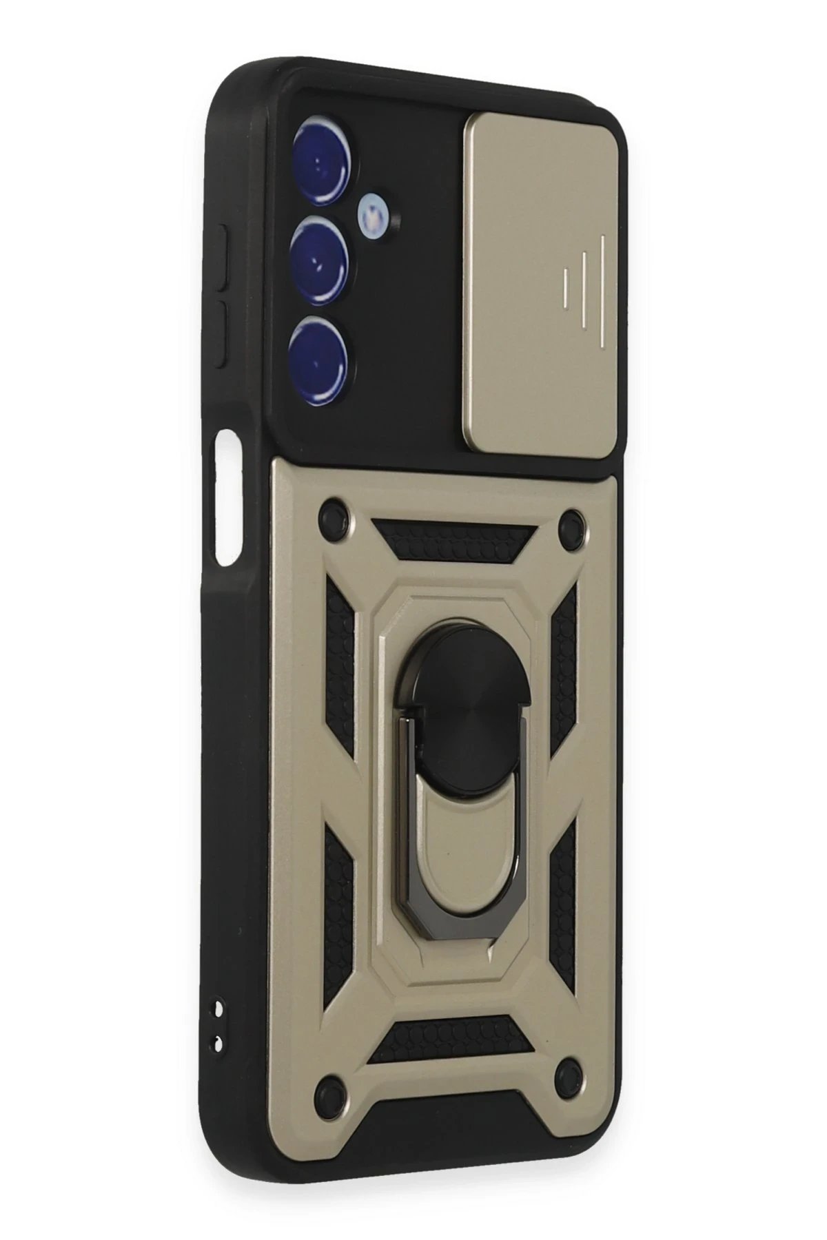 Newface Samsung Galaxy M34 5G Kılıf Pars Lens Yüzüklü Silikon - Gold