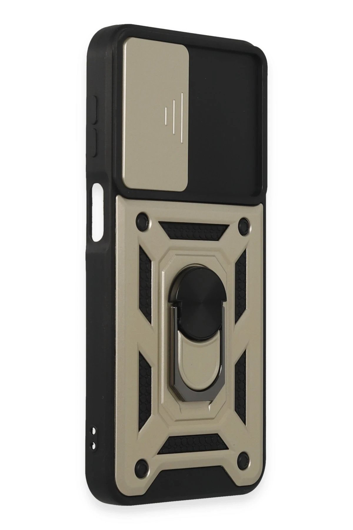 Newface Samsung Galaxy M34 5G Kılıf Pars Lens Yüzüklü Silikon - Gold