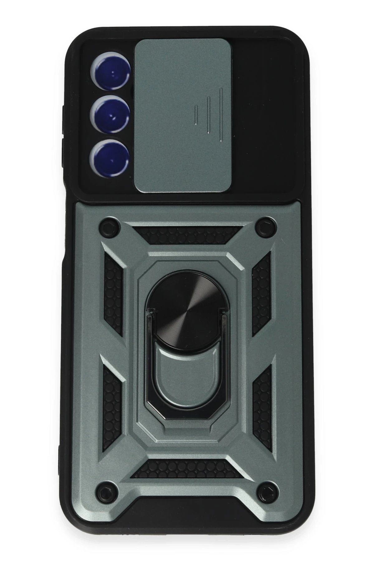 Newface Samsung Galaxy M34 5G Kılıf Pars Lens Yüzüklü Silikon - Yeşil