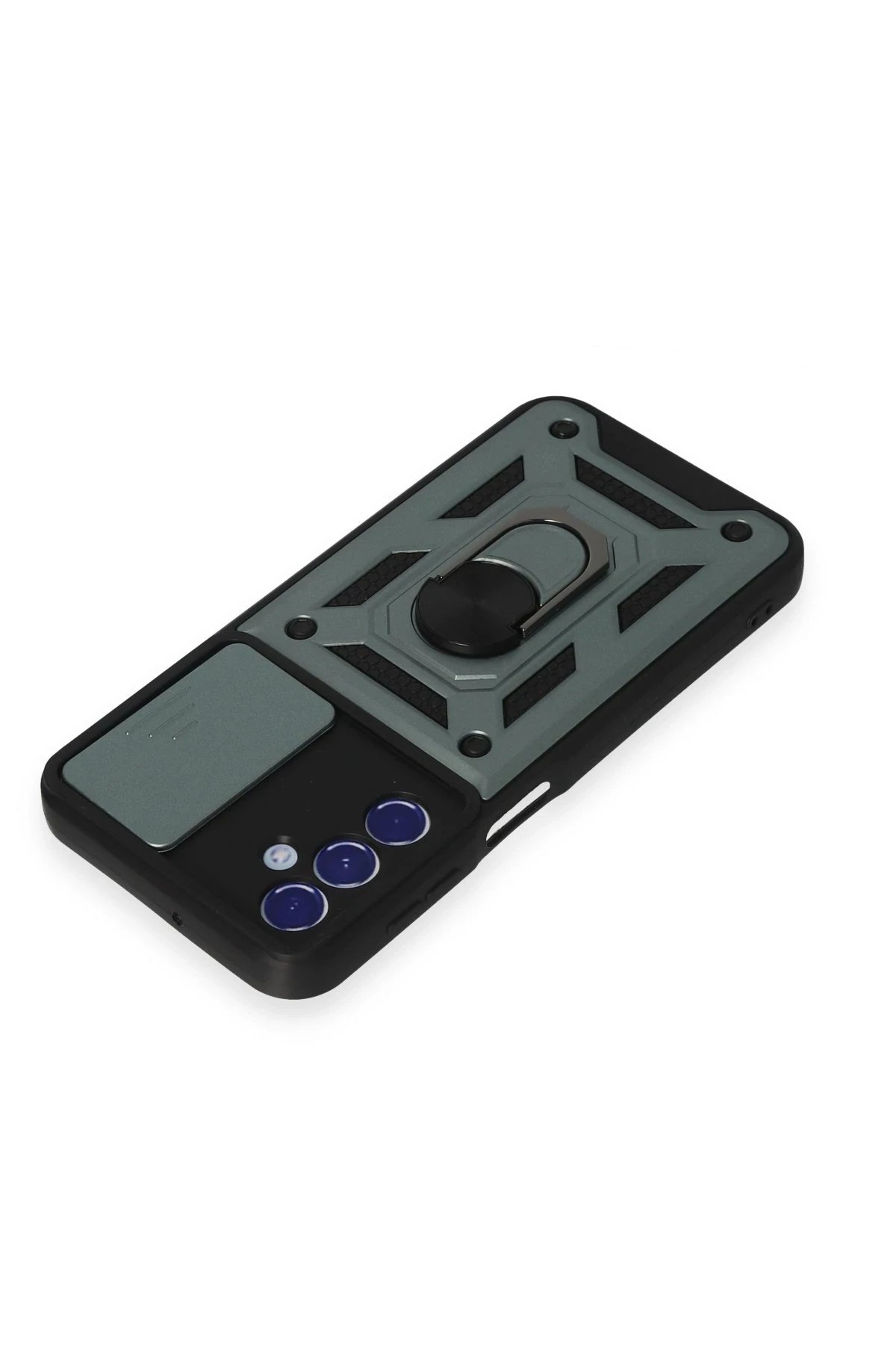 Newface Samsung Galaxy M34 5G Kılıf Pars Lens Yüzüklü Silikon - Yeşil