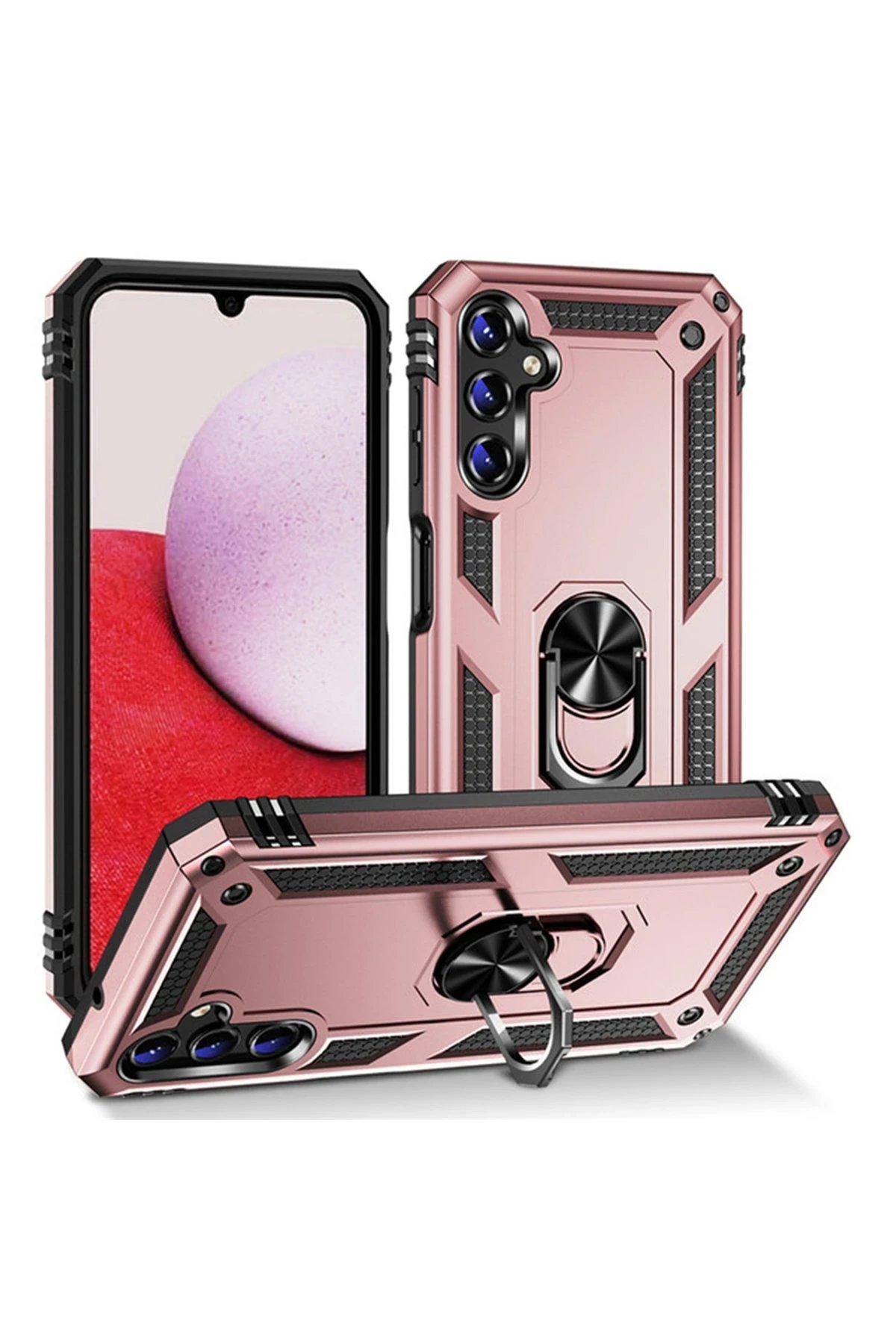 Newface Samsung Galaxy A04S Kılıf Sofya Yüzüklü Silikon Kapak - Rose