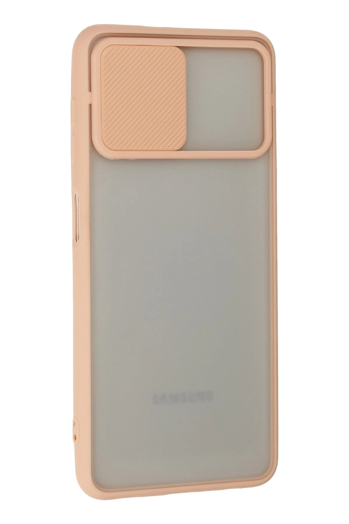 Newface Samsung Galaxy A22 Kılıf Palm Buzlu Kamera Sürgülü Silikon - Pembe