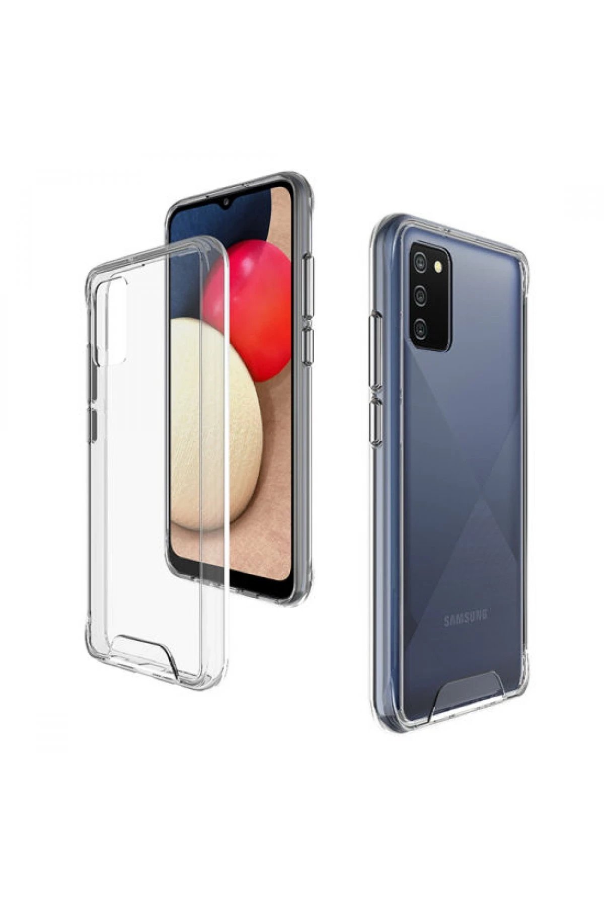 Newface Samsung Galaxy A03S Kılıf Lüx Şeffaf Silikon