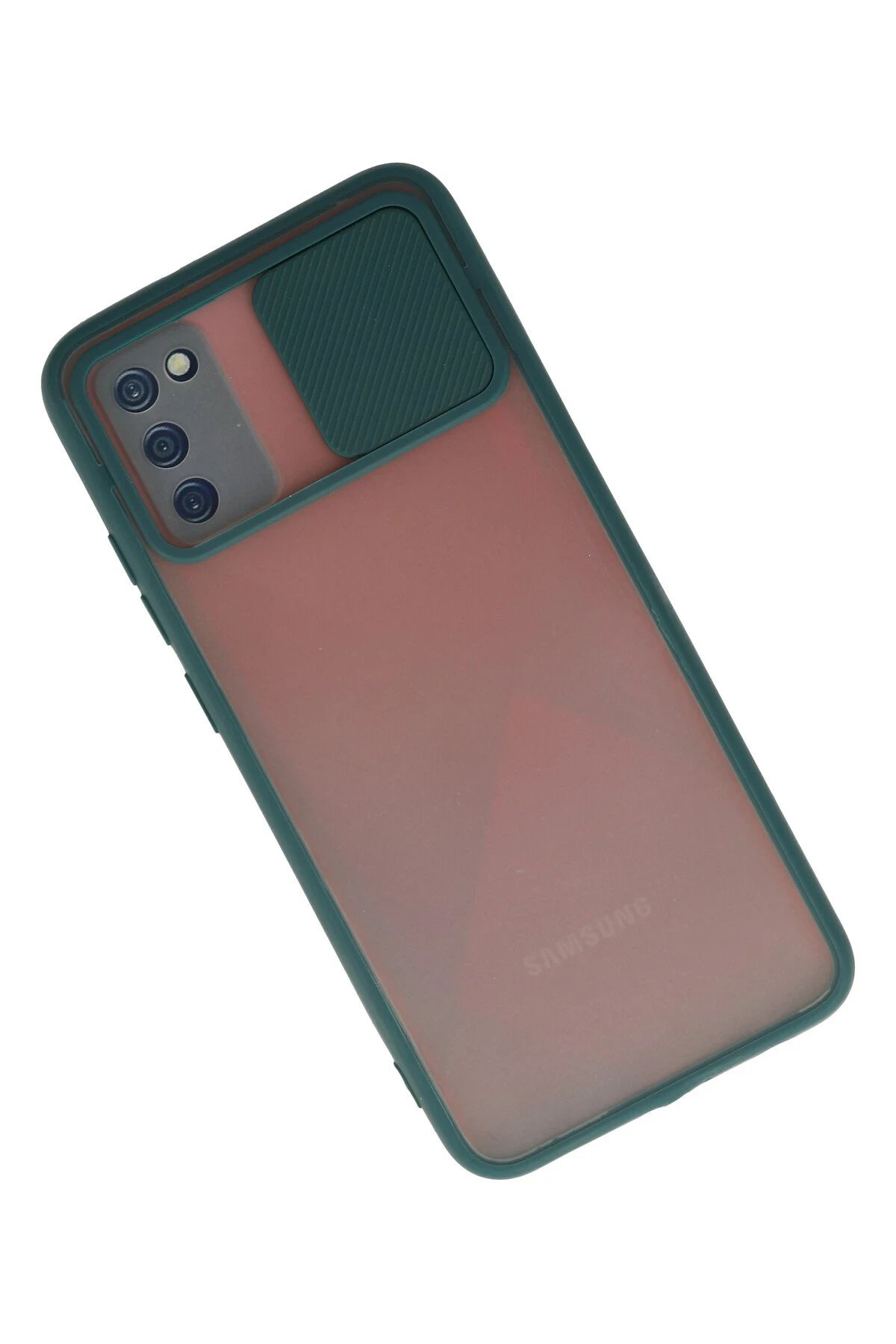 Newface Samsung Galaxy A03S Kılıf Palm Buzlu Kamera Sürgülü Silikon - Yeşil