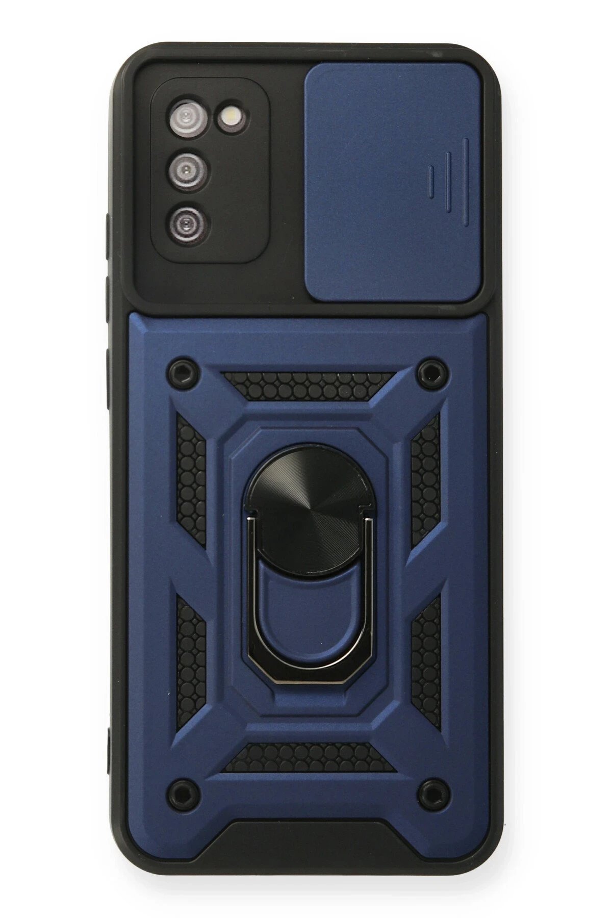 Newface Samsung Galaxy A03S Kılıf Pars Lens Yüzüklü Silikon - Lacivert