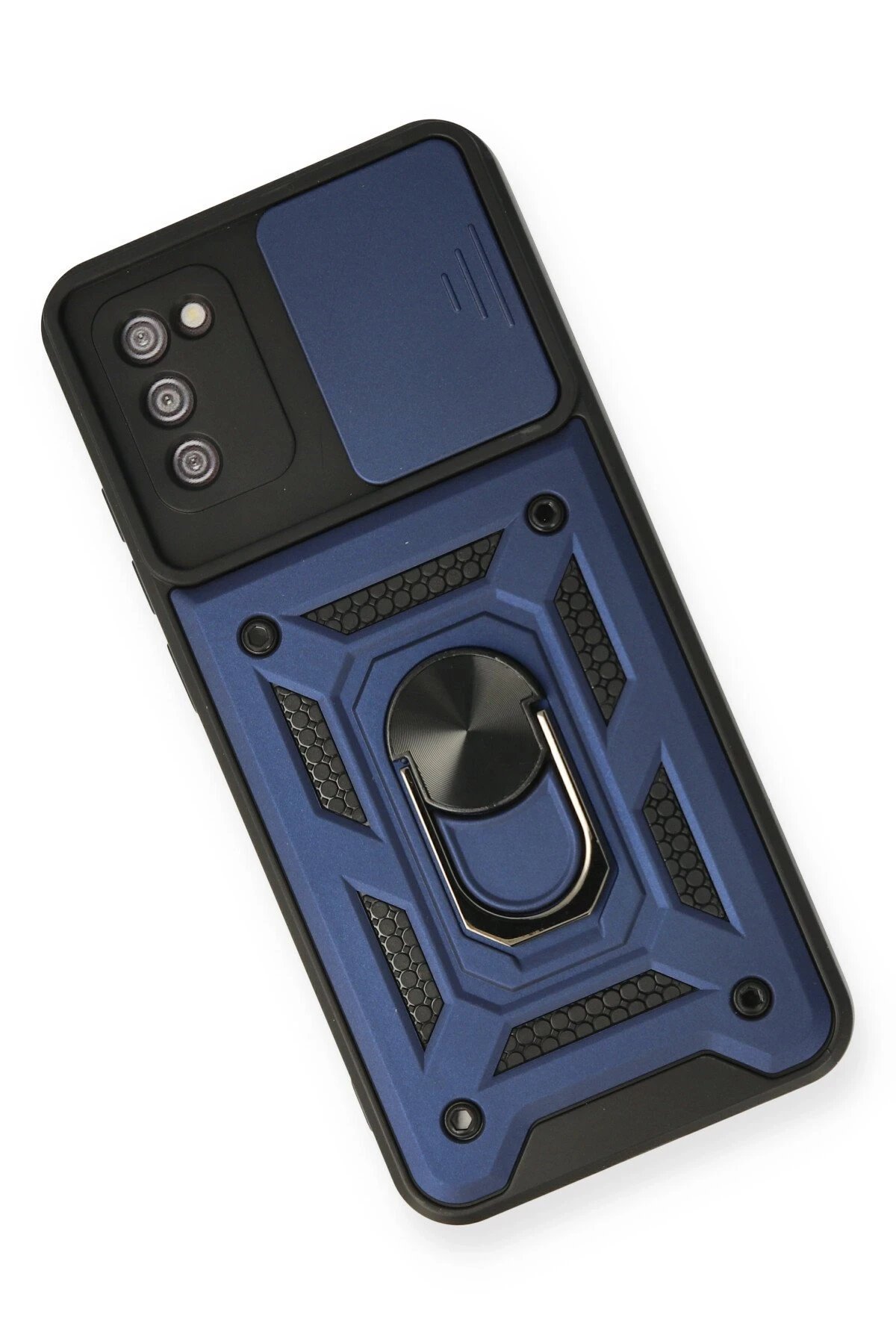 Newface Samsung Galaxy A03S Kılıf Pars Lens Yüzüklü Silikon - Lacivert