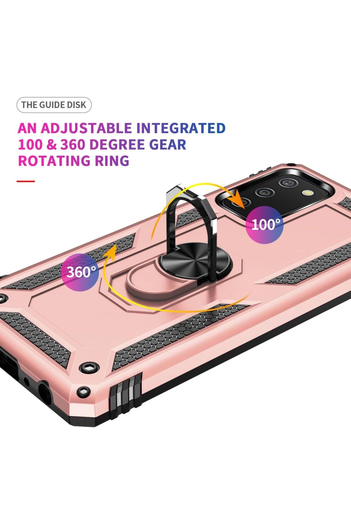 Newface Samsung Galaxy A03S Kılıf Sofya Yüzüklü Silikon Kapak - Rose