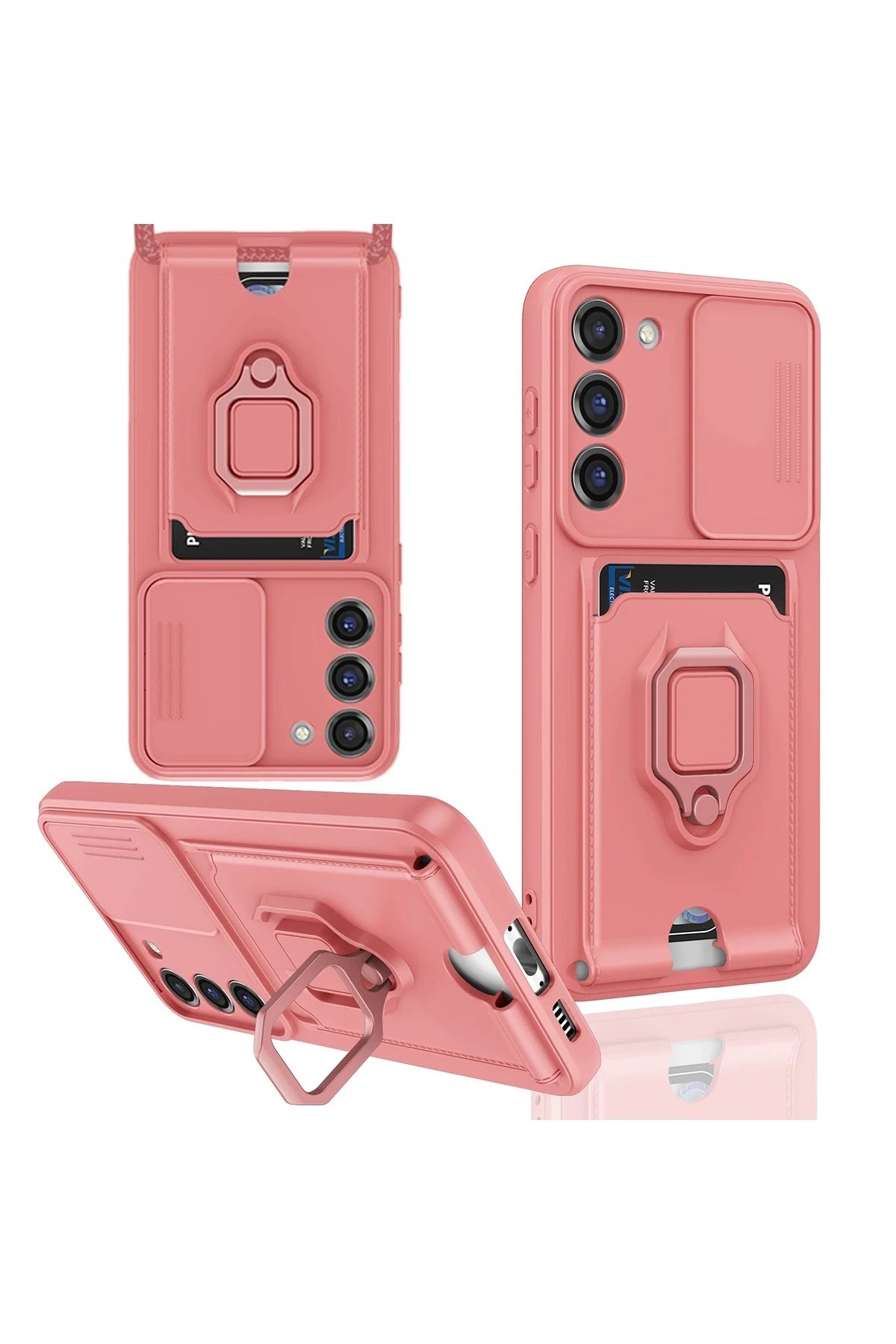 Newface Samsung Galaxy M34 5G Kılıf Zuma Kartvizitli Yüzüklü Silikon - Pembe