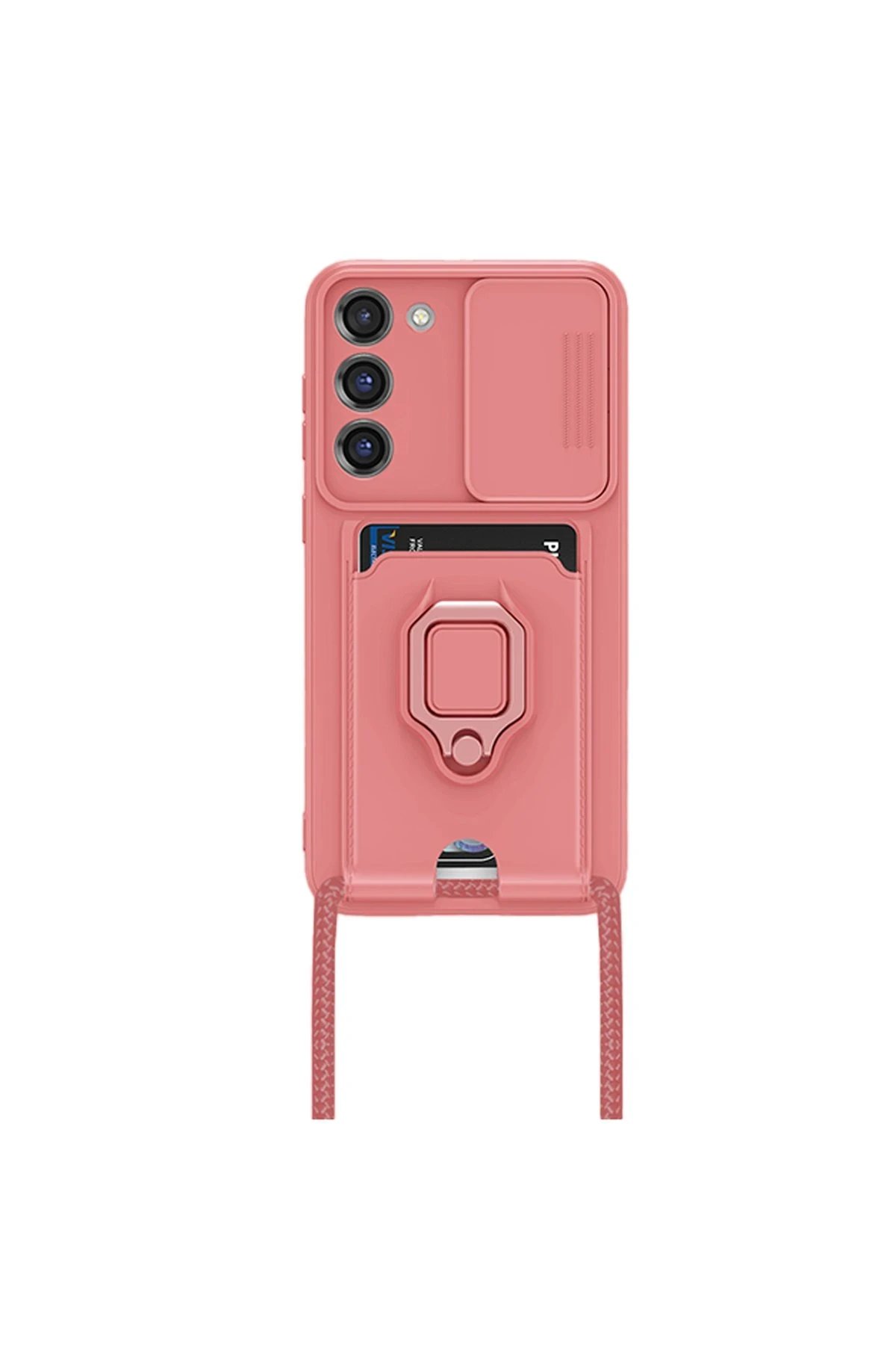 Newface Samsung Galaxy M34 5G Kılıf Zuma Kartvizitli Yüzüklü Silikon - Pembe