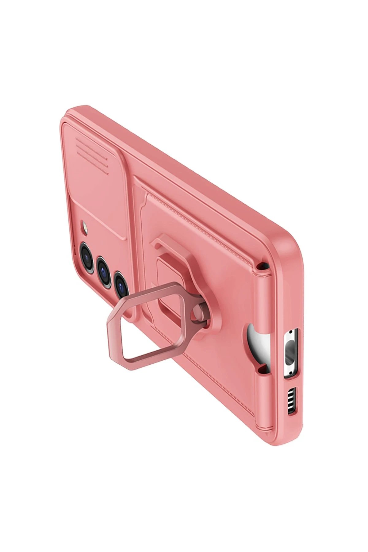 Newface Samsung Galaxy M34 5G Kılıf Zuma Kartvizitli Yüzüklü Silikon - Pembe