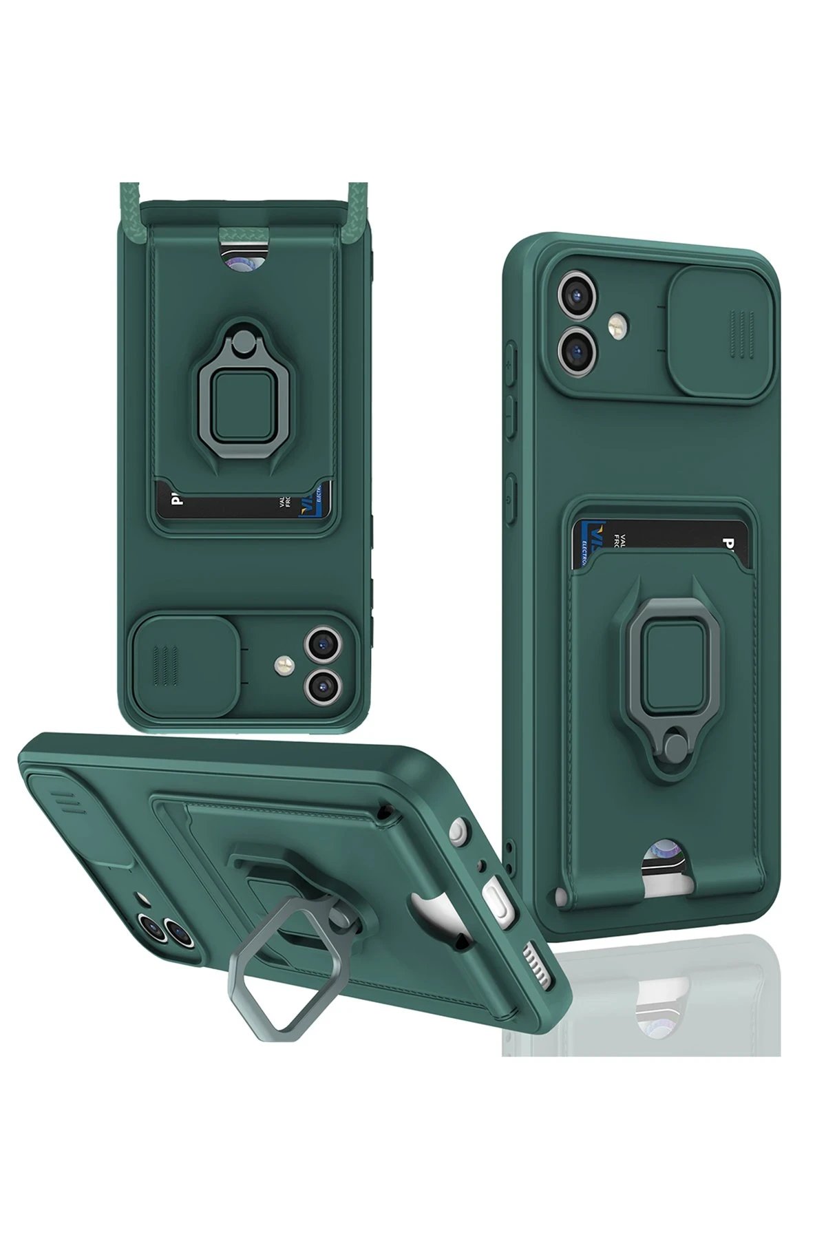 Newface Samsung Galaxy A05 Kılıf Zuma Kartvizitli Yüzüklü Silikon - Yeşil