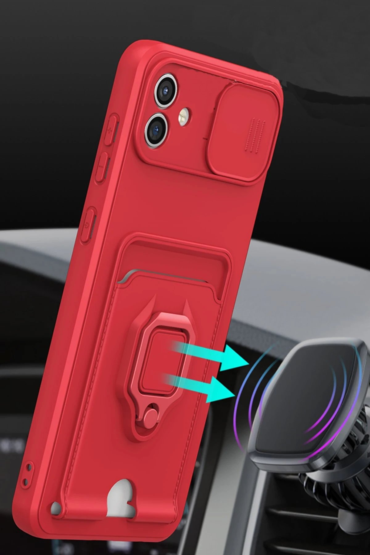 Newface Samsung Galaxy A05 Kılıf Zuma Kartvizitli Yüzüklü Silikon - Pembe