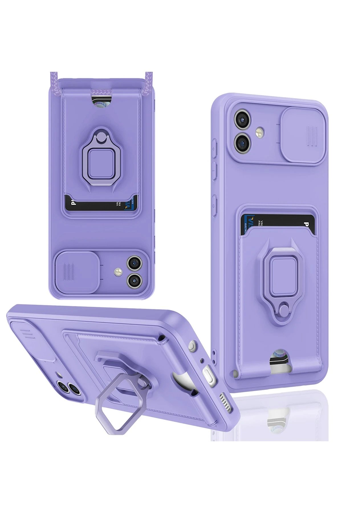 Newface Samsung Galaxy A05 Kılıf Zuma Kartvizitli Yüzüklü Silikon - Lila