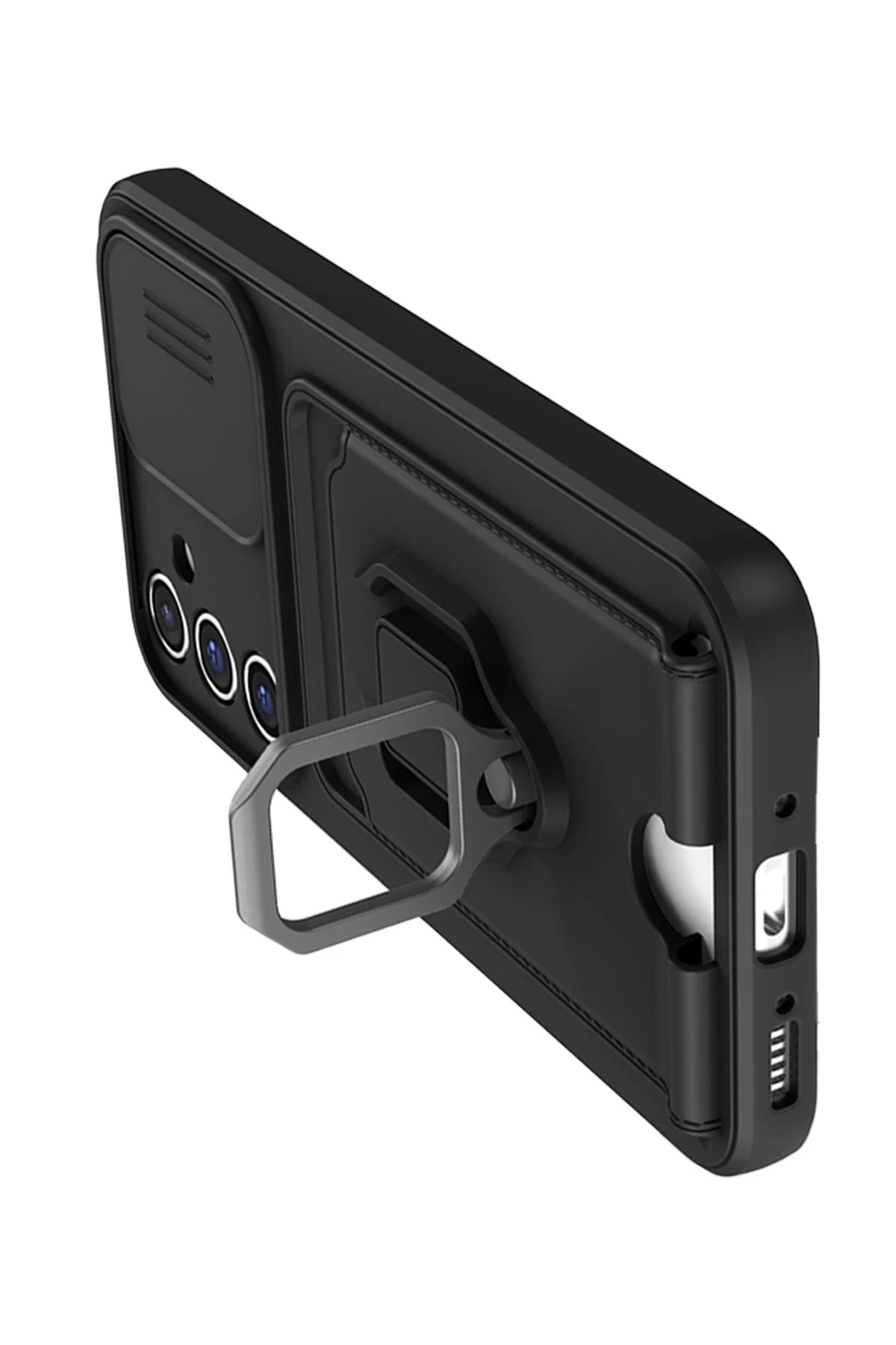 Newface Samsung Galaxy A05S Kılıf Zuma Kartvizitli Yüzüklü Silikon - Siyah