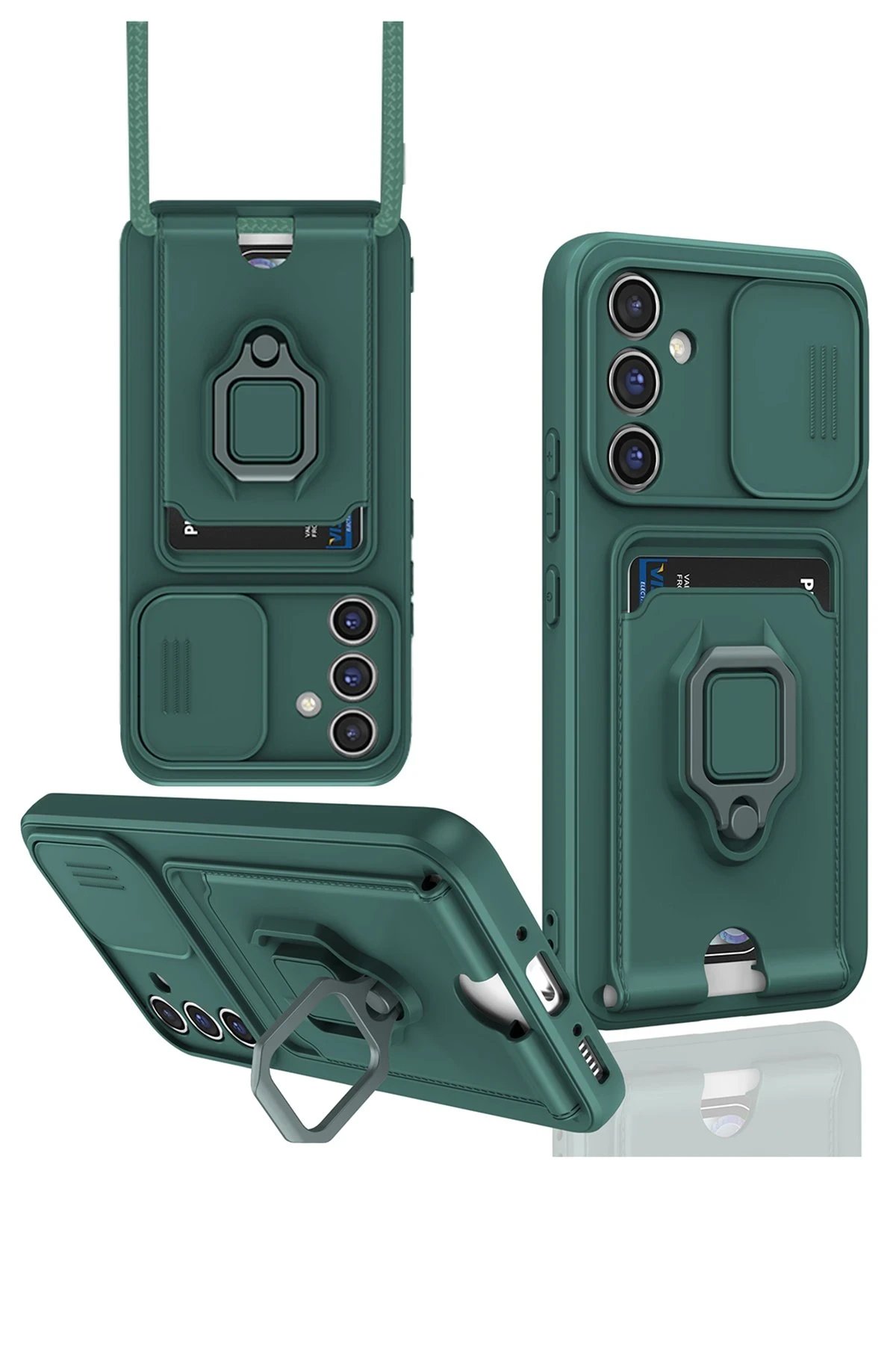 Newface Samsung Galaxy A05S Kılıf Zuma Kartvizitli Yüzüklü Silikon - Yeşil