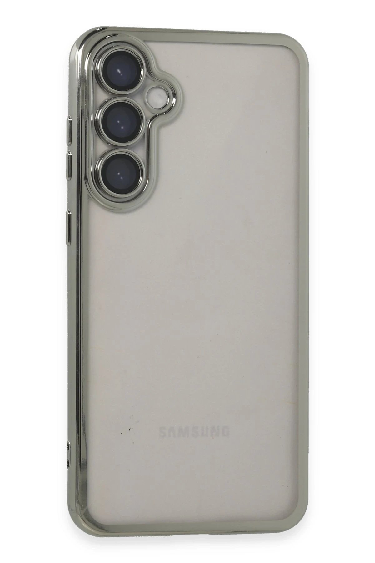 Newface Samsung Galaxy S23 FE Kılıf Razer Lensli Silikon - Gümüş