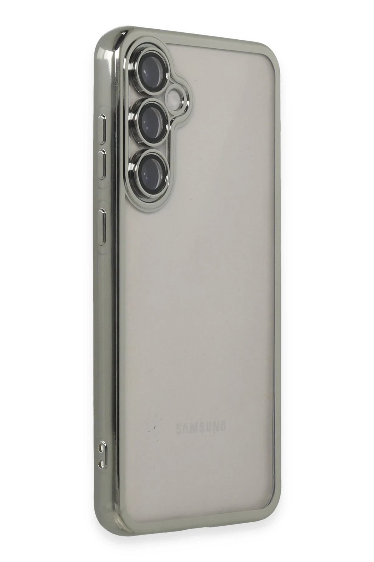 Newface Samsung Galaxy S23 FE Kılıf Razer Lensli Silikon - Gümüş