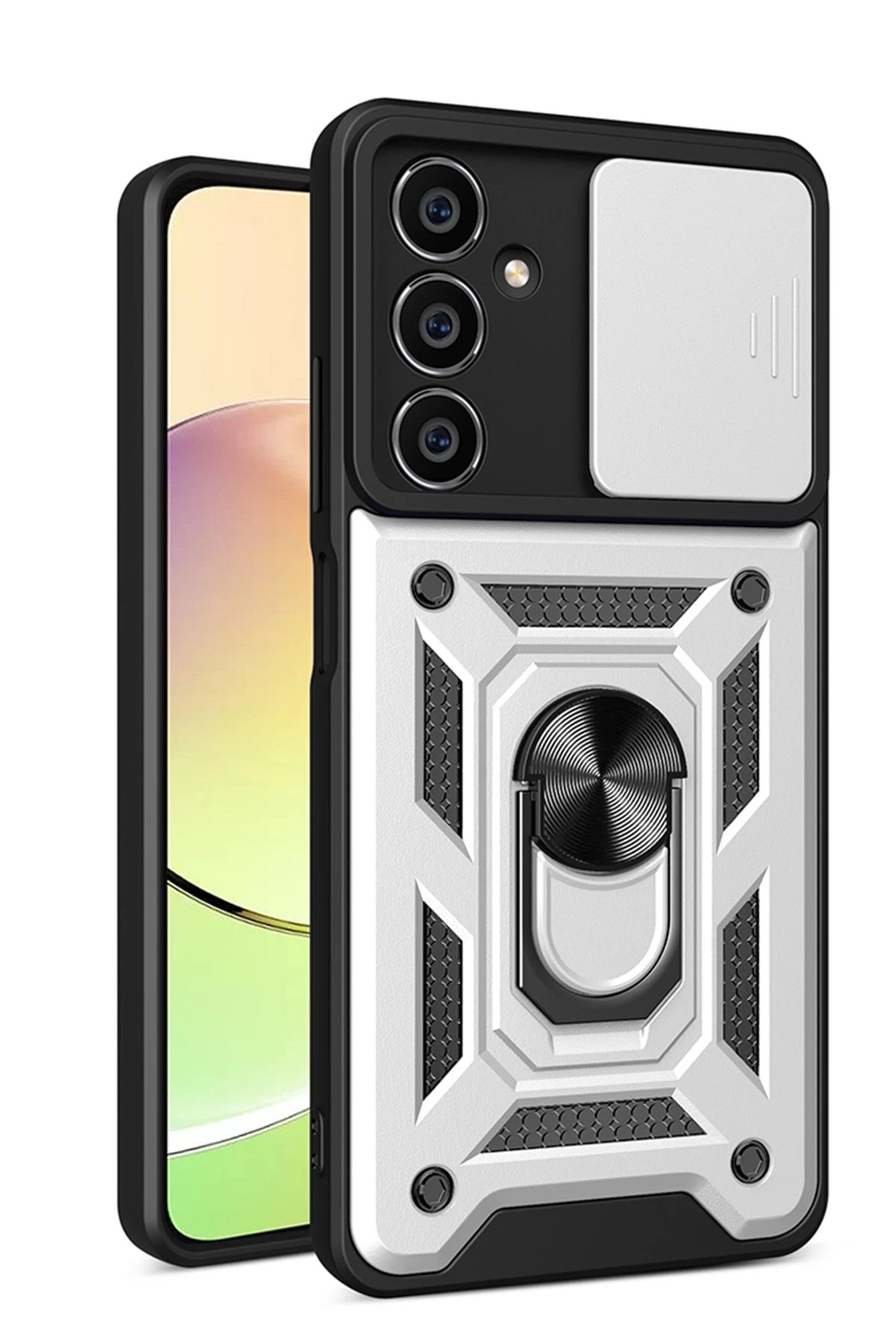 Newface Samsung Galaxy A05S Kılıf Pars Lens Yüzüklü Silikon - Gümüş