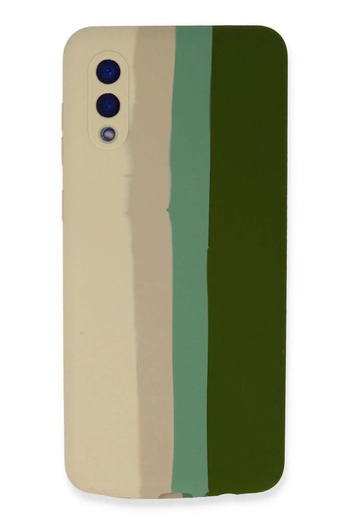 Newface Samsung Galaxy A02 Kılıf Ebruli Lansman Silikon - Beyaz-Yeşil