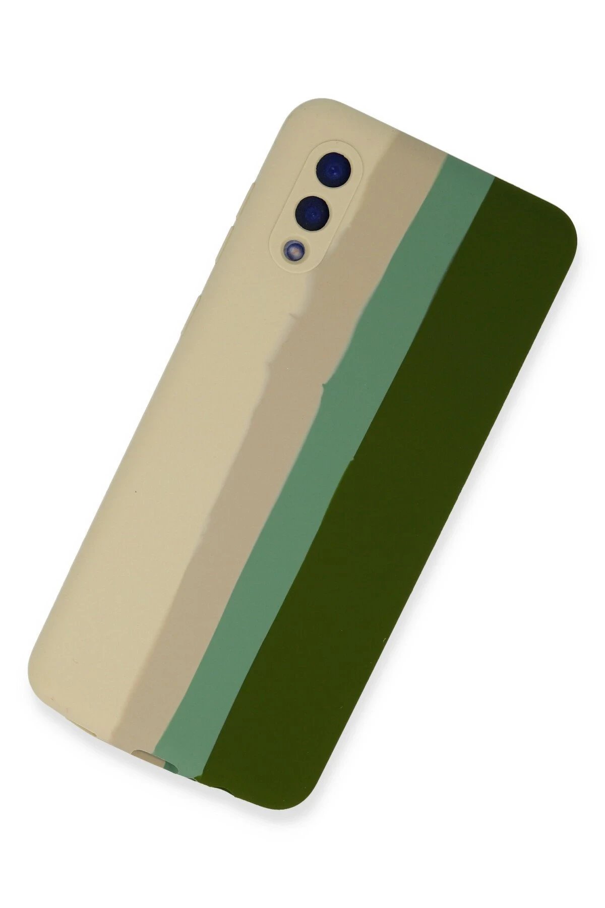 Newface Samsung Galaxy A02 Kılıf Ebruli Lansman Silikon - Beyaz-Yeşil