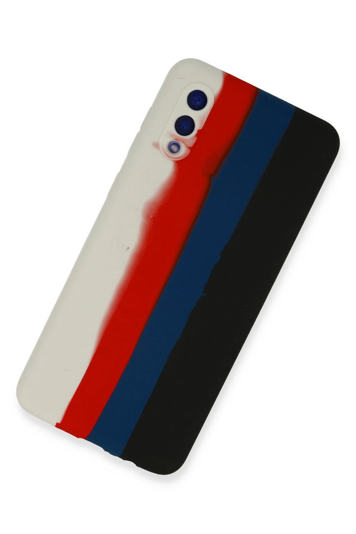 Newface Samsung Galaxy A02 Kılıf Ebruli Lansman Silikon - Beyaz-Siyah