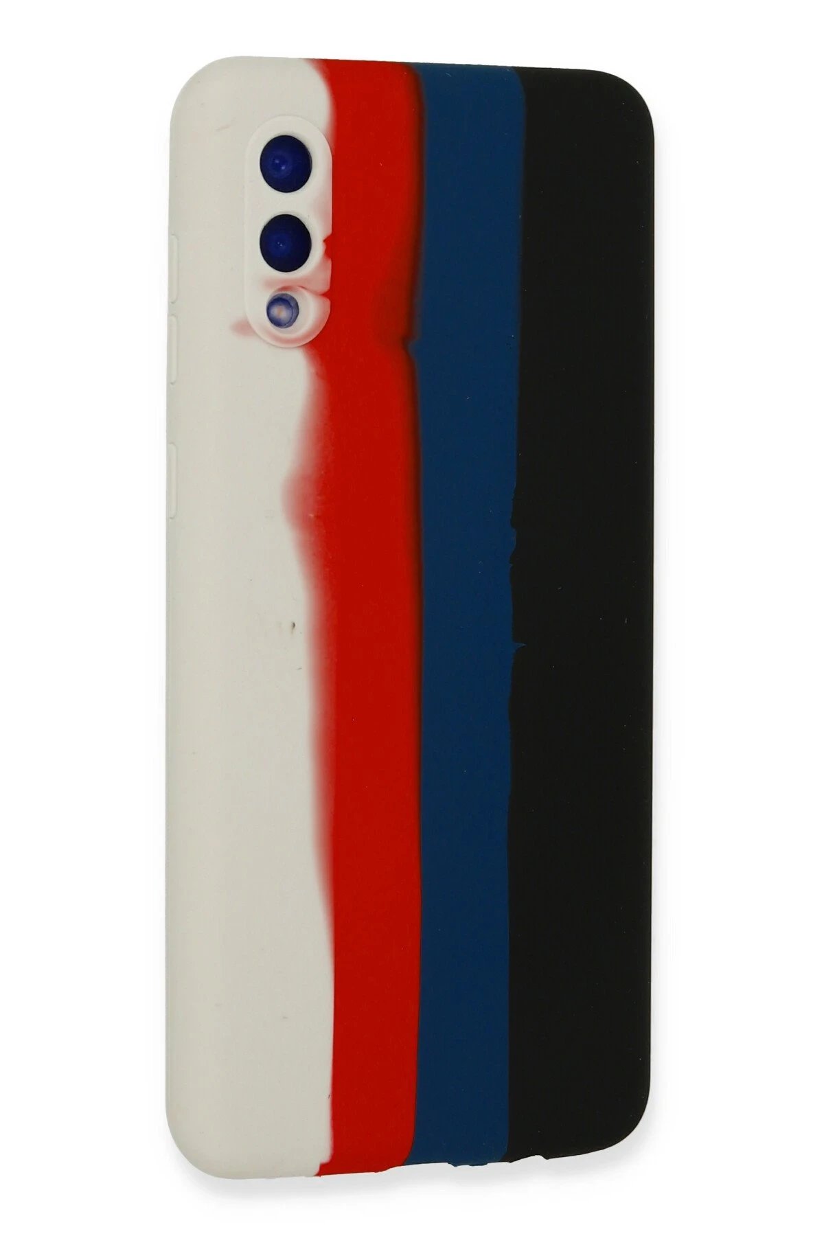 Newface Samsung Galaxy A02 Kılıf Ebruli Lansman Silikon - Beyaz-Siyah