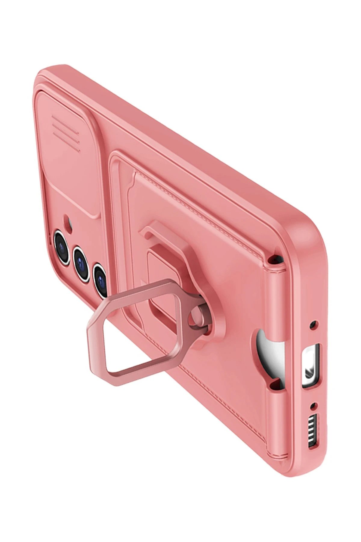 Newface Samsung Galaxy A54 5G Kılıf Zuma Kartvizitli Yüzüklü Silikon - Pembe