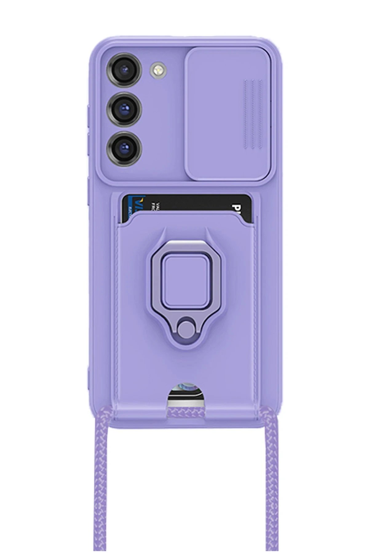 Newface Samsung Galaxy S23 Plus Kılıf Zuma Kartvizitli Yüzüklü Silikon - Lila