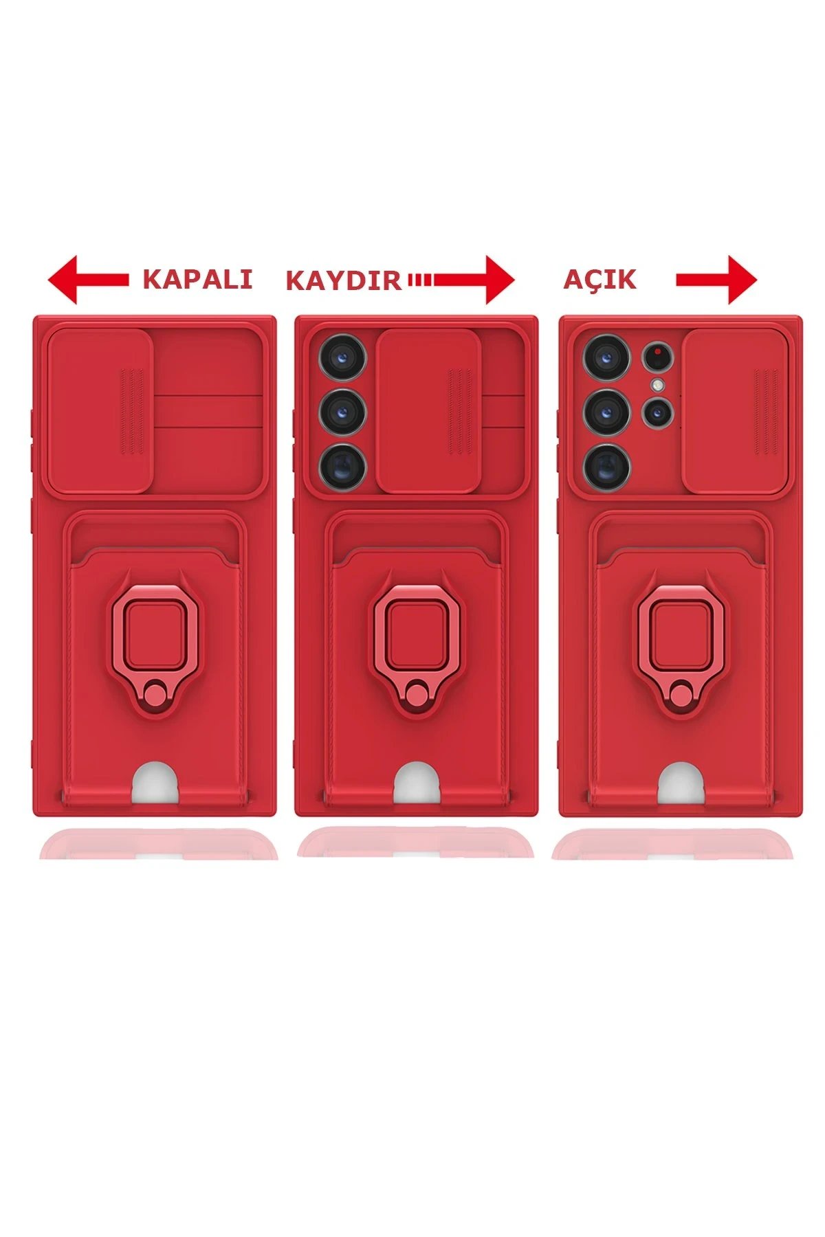 Newface Samsung Galaxy S23 Ultra Kılıf Zuma Kartvizitli Yüzüklü Silikon - Kırmızı