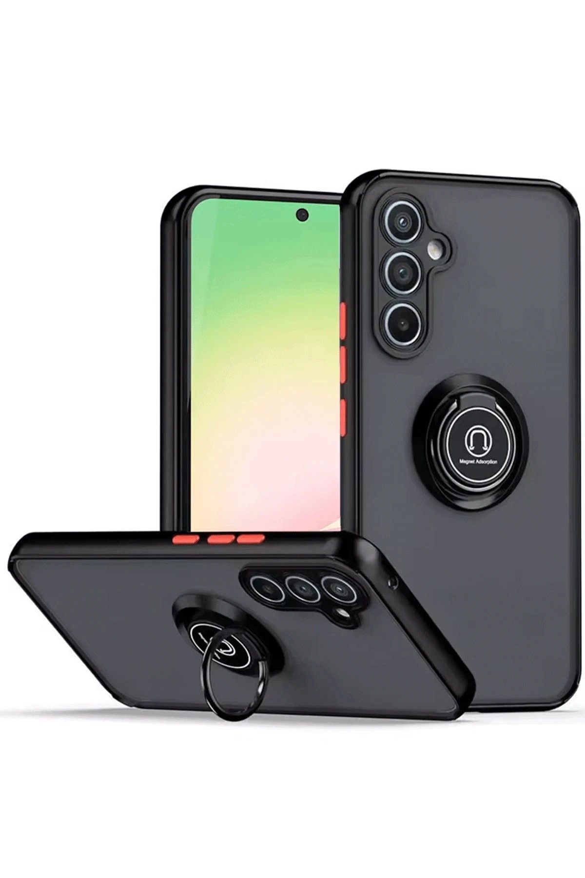 Newface Samsung Galaxy S23 FE Kılıf Montreal Yüzüklü Silikon Kapak - Siyah