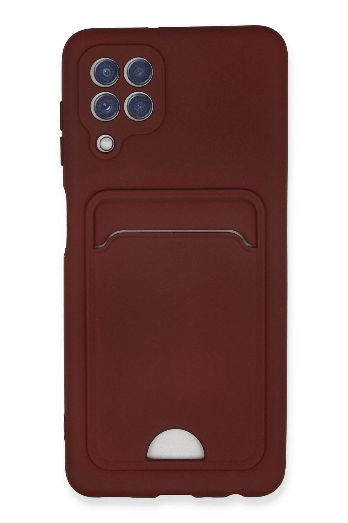 Newface Samsung Galaxy A22 Kılıf Kelvin Kartvizitli Silikon - Bordo