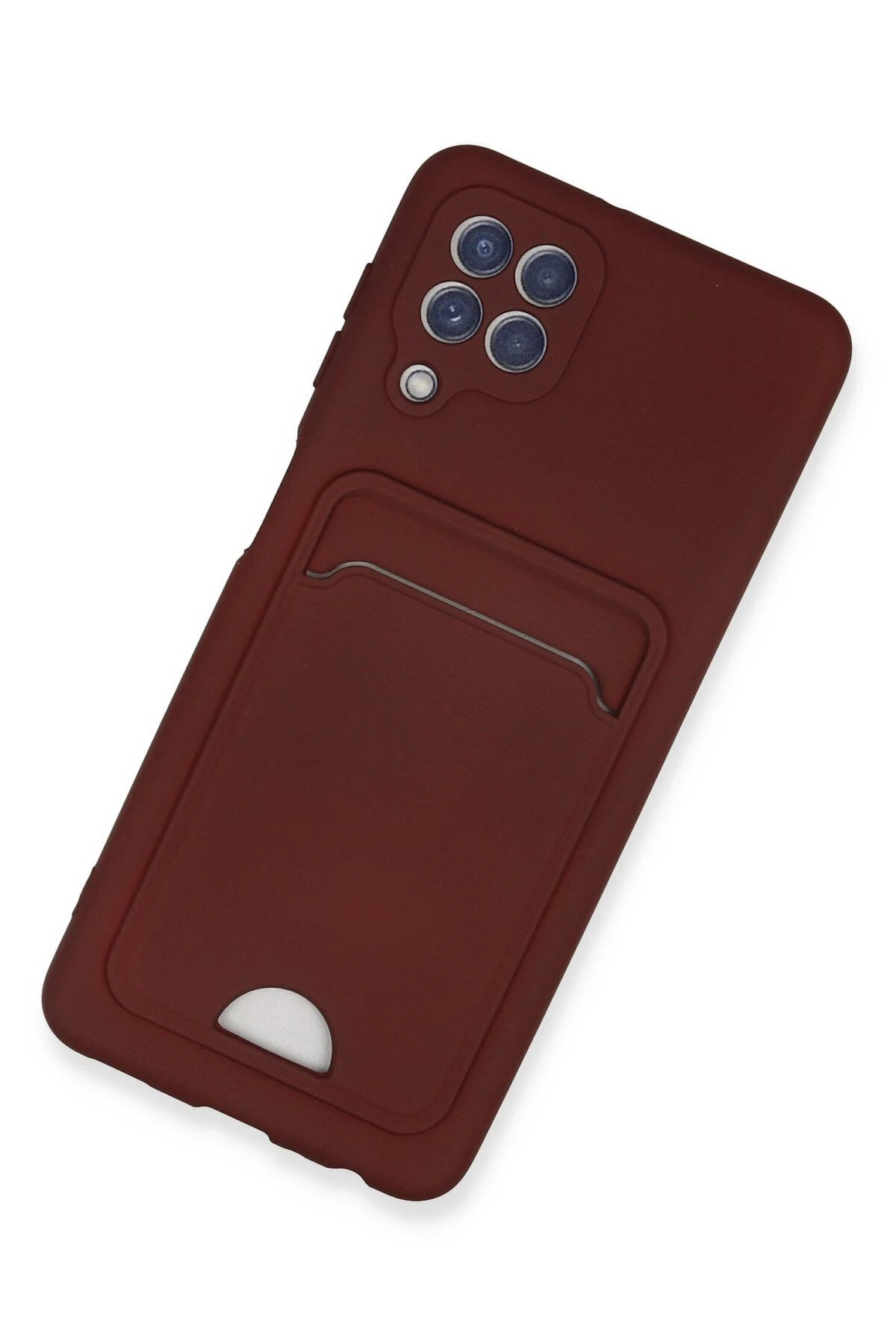 Newface Samsung Galaxy A22 Kılıf Kelvin Kartvizitli Silikon - Bordo