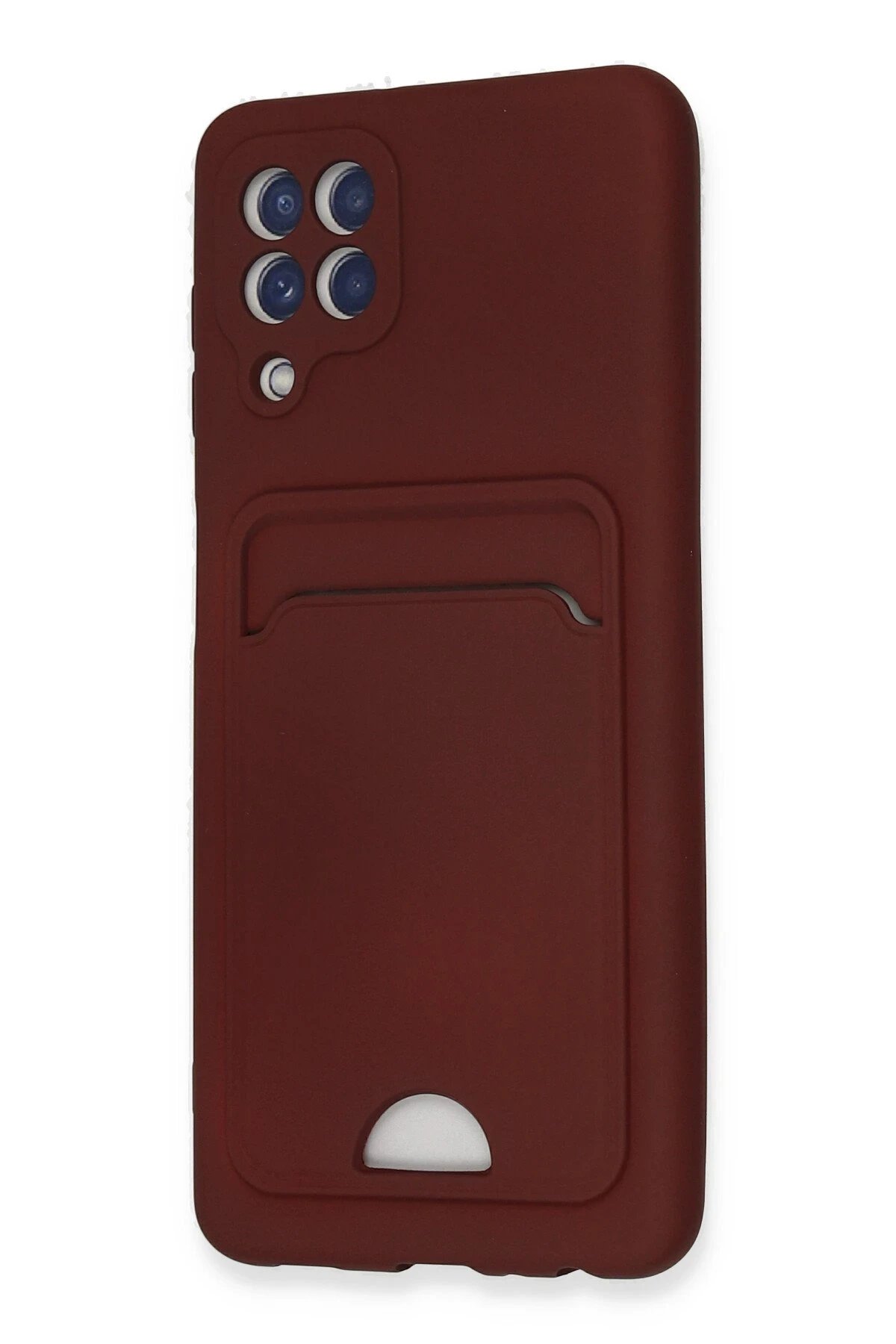 Newface Samsung Galaxy A22 Kılıf Kelvin Kartvizitli Silikon - Bordo