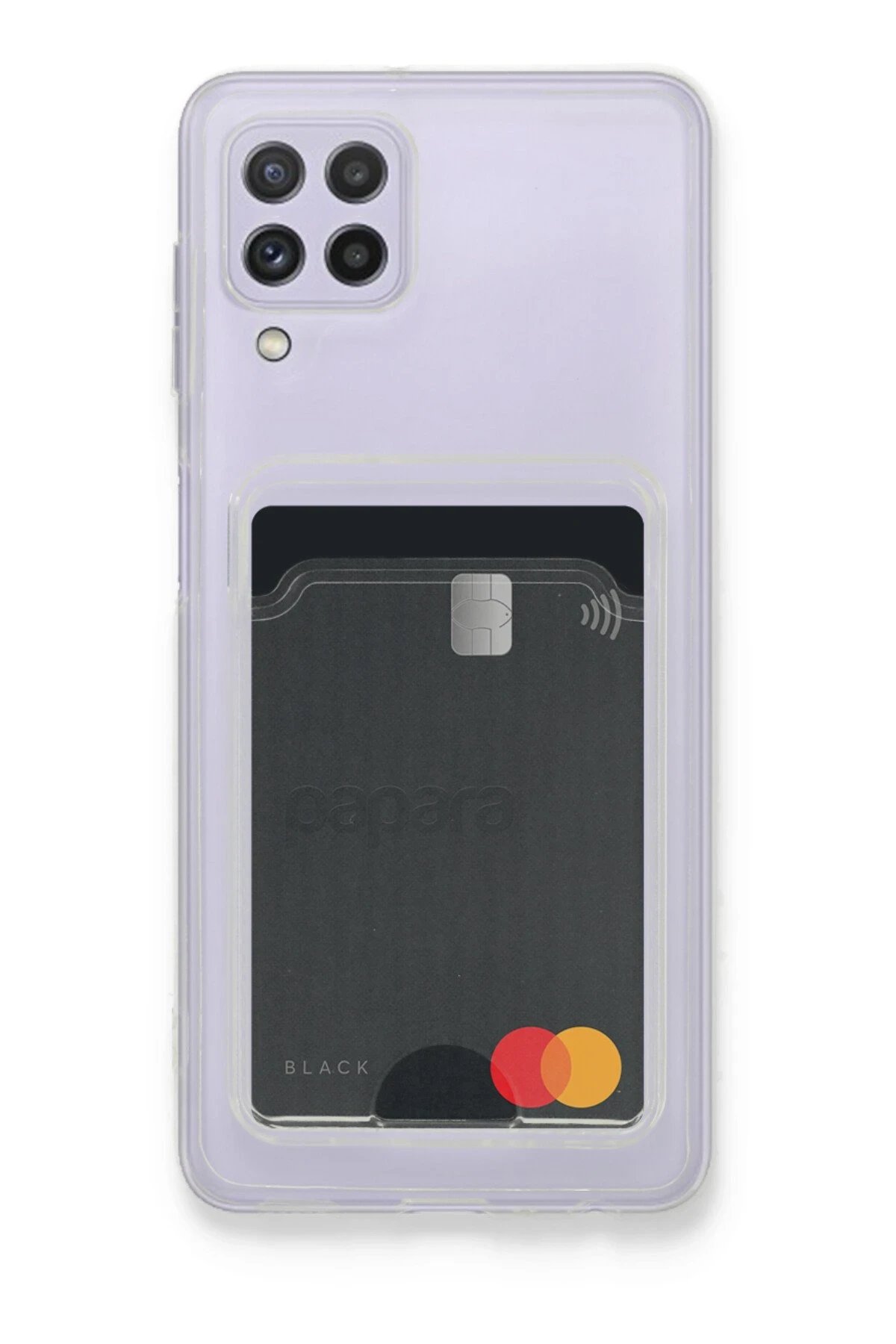 Newface Samsung Galaxy A22 Kılıf Kart Şeffaf Silikon - Şeffaf