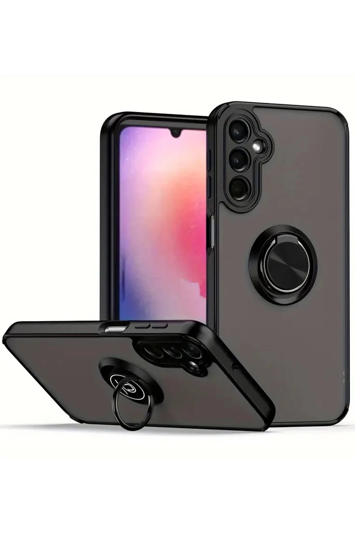 Newface Samsung Galaxy A05S Kılıf Montreal Yüzüklü Silikon Kapak - Siyah