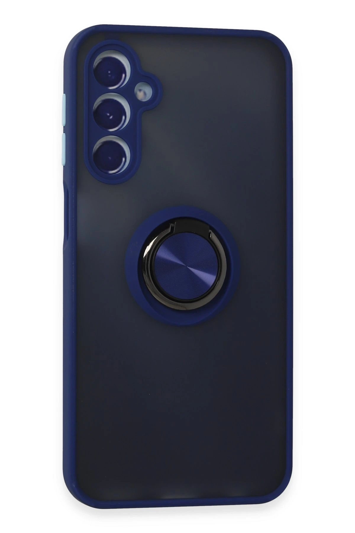 Newface Samsung Galaxy M34 5G Kılıf Montreal Yüzüklü Silikon Kapak - Lacivert