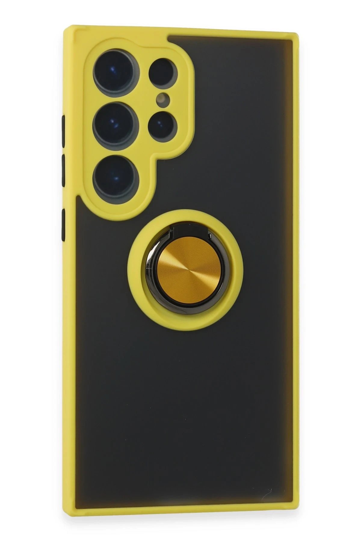 Newface Samsung Galaxy S24 Ultra Kılıf Montreal Yüzüklü Silikon Kapak - Sarı