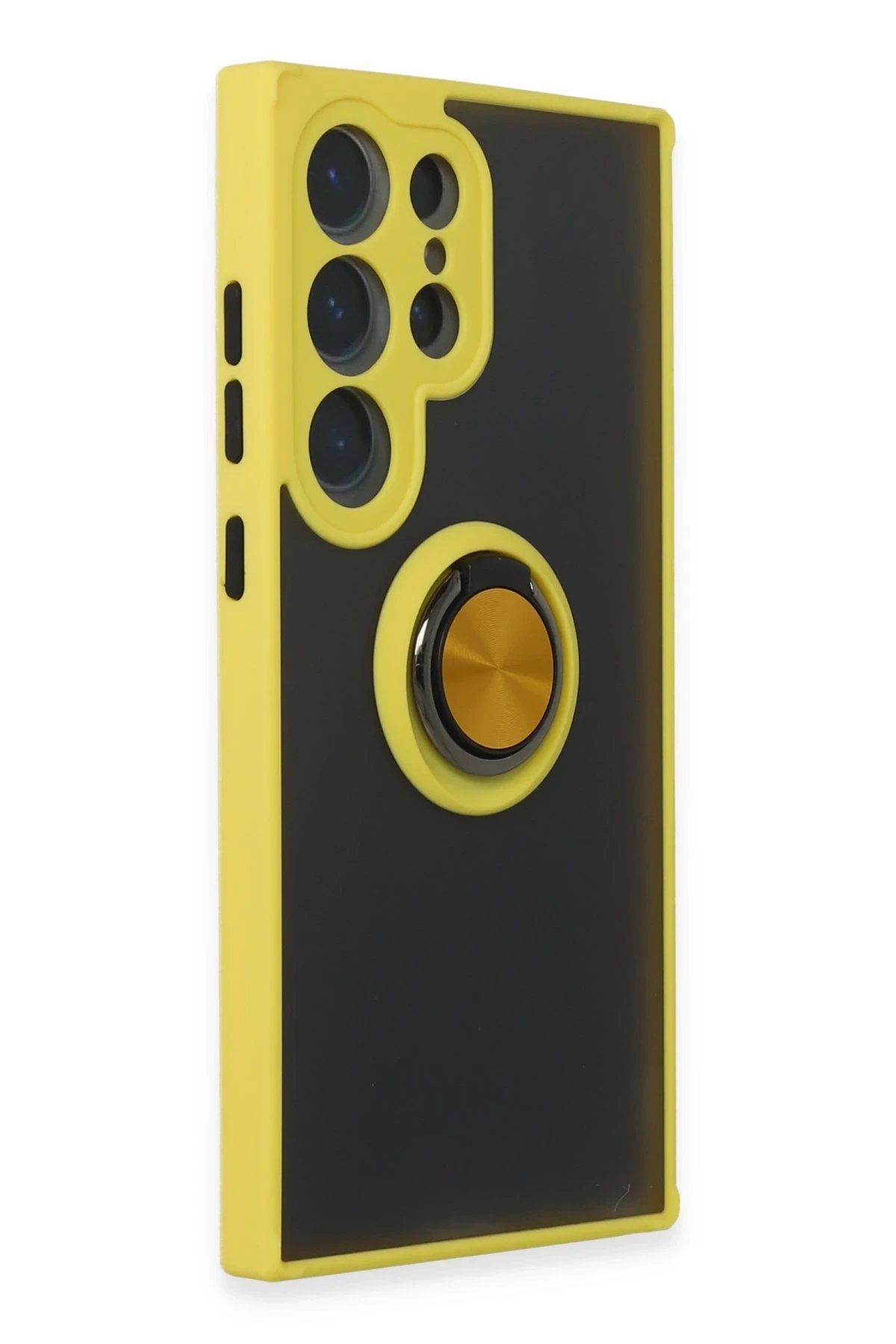 Newface Samsung Galaxy S24 Ultra Kılıf Montreal Yüzüklü Silikon Kapak - Sarı