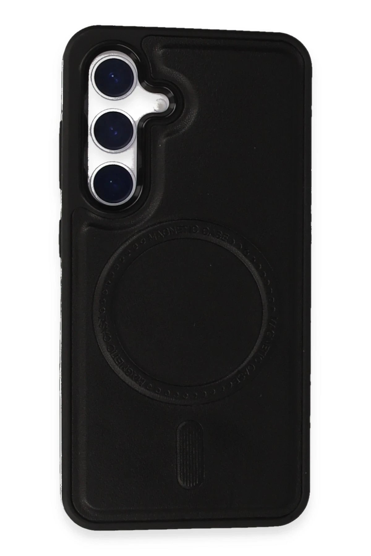 Newface Samsung Galaxy S24 Kılıf Ozzi Magsafe Deri Kapak - Siyah